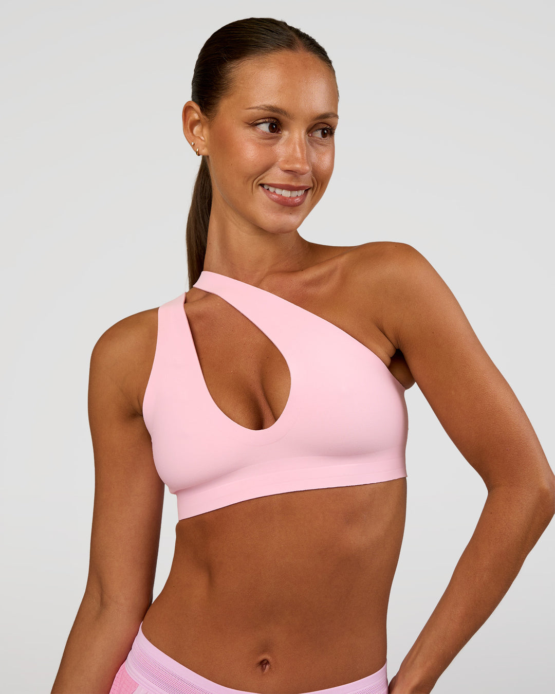 Woman wearing Bend &amp; FLX Plunge Sports Bra - Marshmallow | Model:Brylee | Size:XS - view 8