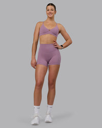 Woman wearing Blaze Ultra High-Rise 4" Short - Grape | Thumbnail Index: 1