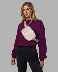 Woman wearing Breeze Open Back Sweater - Plum Caspia-Plum Caspia | Model:Leilani | Size:XS | Thumbnail Index: 3