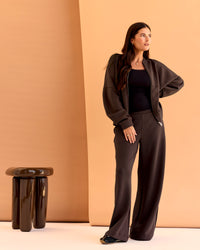 Woman wearing CF Elevate SoftTouch Bomber - Hot Chocolate | Model:Chloe | Size:XS | Thumbnail Index: 4