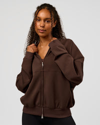 Woman wearing CF Elevate SoftTouch Bomber - Hot Chocolate | Model:Jordan | Size:XS | Thumbnail Index: 2