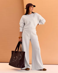Woman wearing CF Elevate SoftTouch Pintuck Sweater  - Clay | Model:Chloe | Size:XS | Thumbnail Index: 3