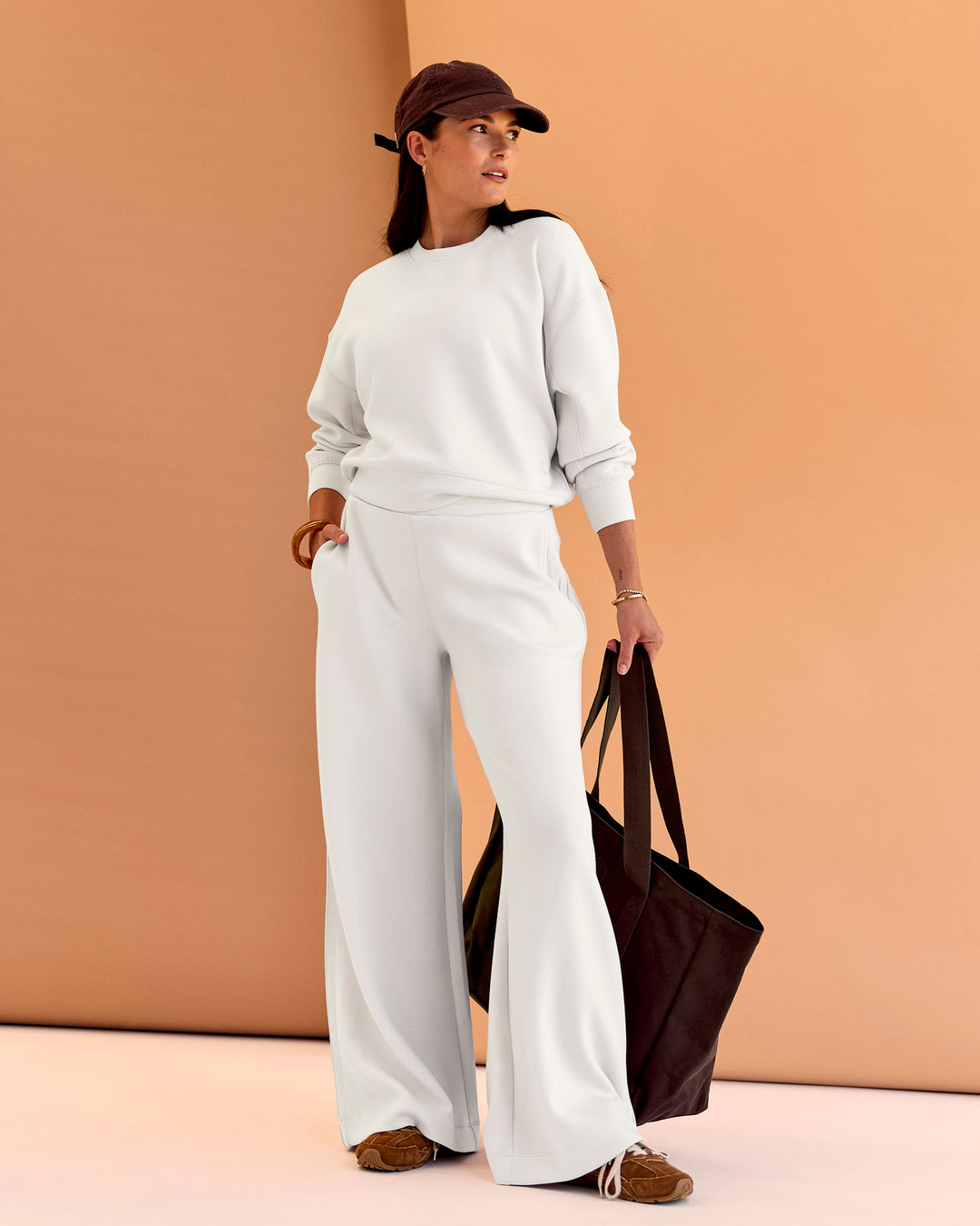 Woman wearing CF Elevate SoftTouch Pintuck Sweater  - Clay | Model:Chloe | Size:XS - view 6