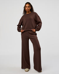 Woman wearing CF Elevate SoftTouch Pintuck Sweater - Hot Chocolate | Model:Jordan | Size:XS | Thumbnail Index: 5