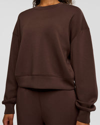 Woman wearing CF Elevate SoftTouch Pintuck Sweater - Hot Chocolate | Model:Jordan | Size:XS | Thumbnail Index: 6