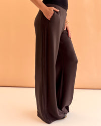 Woman wearing CF Elevate SoftTouch Pintuck Wide Leg Pant - Hot Chocolate | Model:Chloe | Size:XS  | Thumbnail Index: 0