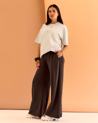 Woman wearing CF Elevate SoftTouch Pintuck Wide Leg Pant - Hot Chocolate | Model:Chloe | Size:XS  | Thumbnail Index: 5
