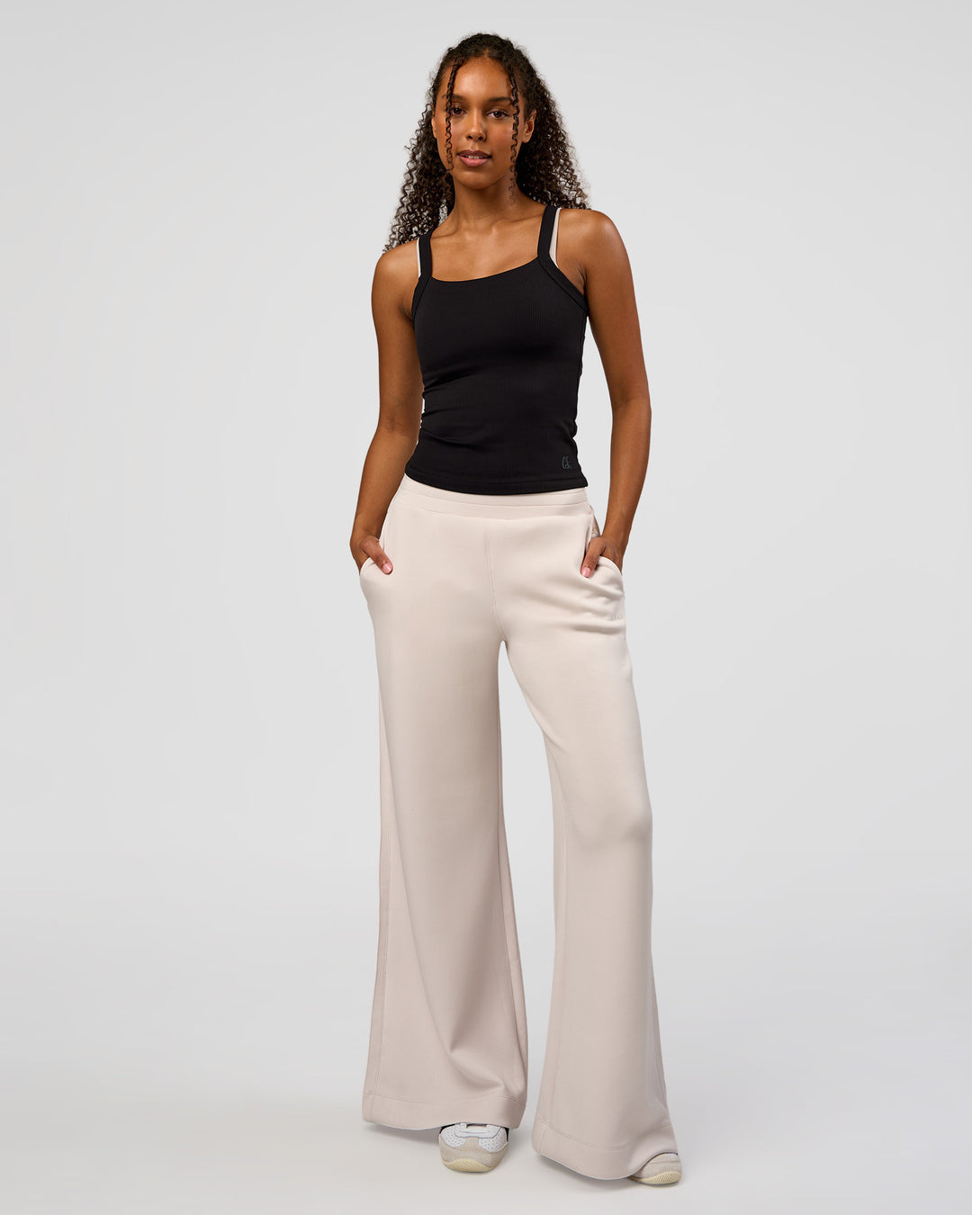 Woman wearing CF Move Through It Rib Tank - Black | Model:Jordan | Size:XS - view 6