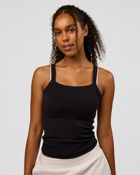 Woman wearing CF Move Through It Rib Tank - Black | Model:Jordan | Size:XS | Thumbnail Index: 7