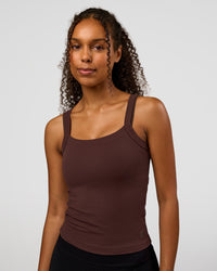 Woman wearing CF Move Through It Rib Tank - Hot Chocolate | Model:Jordan | Size:XS | Thumbnail Index: 4