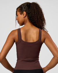 Woman wearing CF Move Through It Rib Tank - Hot Chocolate | Model:Jordan | Size:XS | Thumbnail Index: 6