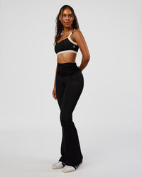 Woman wearing CF Move Through It Sports Bra - Black-Clay | Model:Jordan | Size:XS | Thumbnail Index: 7
