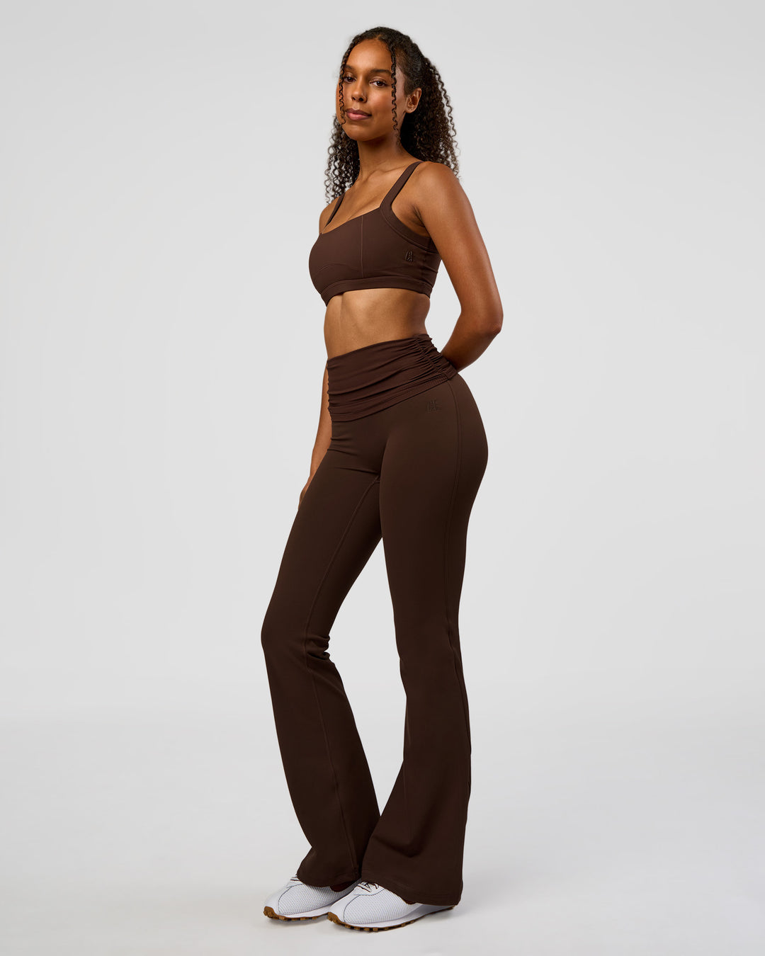 Woman wearing CF Move Through It Sports Bra - Hot Chocolate | Model:Jordan | Size:XS - view 8