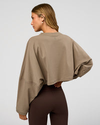 Woman wearing CF Street Surge Long Sleeve Tee - Taupe Ash | Model:Leilani | Size:XS | Thumbnail Index: 7