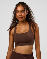 Woman wearing CF Train Hard Sports Bra - Hot Chocolate | Model:Jordan | Size:XS | Thumbnail Index: 5