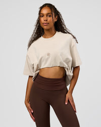Woman wearing CF Unisex Oversized Heavyweight FLXCotton Tee - Clay-CF X LSKD Sport | Model:Jordan | Size:XS | Thumbnail Index: 13