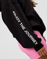 Woman wearing CFT BNE 26 Unisex Oversized Hoodie - Black-Candy Pink | Model:Brylee | Size:XS | Thumbnail Index: 13