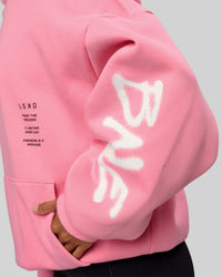 Woman wearing CFT BNE 26 Unisex Oversized Hoodie - Candy Pink-Black | Model:Brylee | Size:XS | Thumbnail Index: 13