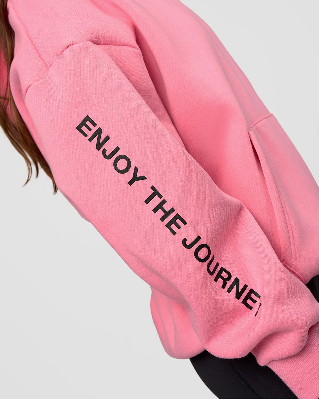 Woman wearing CFT BNE 26 Unisex Oversized Hoodie - Candy Pink-Black | Model:Brylee | Size:XS - view 15