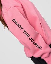 Woman wearing CFT BNE 26 Unisex Oversized Hoodie - Candy Pink-Black | Model:Brylee | Size:XS | Thumbnail Index: 14