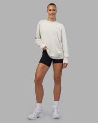 Woman wearing Cali FLXCotton Oversized Long Sleeve Tee - Digital Mist Washed | Model:Charlize | Size:XS | Thumbnail Index: 5
