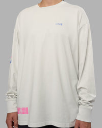 Woman wearing Cali FLXCotton Oversized Long Sleeve Tee - Digital Mist Washed | Model:Charlize | Size:XS | Thumbnail Index: 10