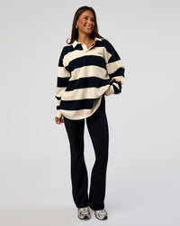 Woman wearing Clubhouse Unisex Rugby Polo - Future Navy-Off White | Model:Bianca | Size:XS | Thumbnail Index: 11