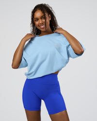 Woman wearing Coffee Run FLXCotton Oversized Tee - Open Air-White | Model:Jordan | Size:L | Thumbnail Index: 2