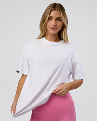 Woman wearing Dare To Think FLXCotton Tee Oversize - White-Candy Pink | Model:Leilani | Size:XS | Thumbnail Index: 4