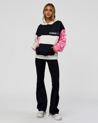Woman wearing Deconstructed Fleece Hoodie - Caviar-Candy Pink-Grey Marl | Model:Leilani | Size:XS | Thumbnail Index: 10