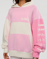 Woman wearing Deconstructed Fleece Hoodie - Off White-Marshmallow-Pink | Model:Dakota | Size:XS | Thumbnail Index: 10