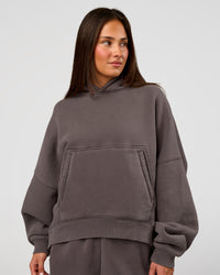 Woman wearing Distort Oversized Hoodie - Duskstone Washed | Model:Bianca | Size:XS | Thumbnail Index: 0