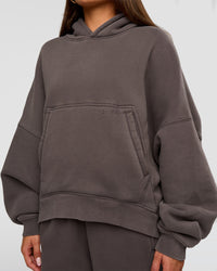 Woman wearing Distort Oversized Hoodie - Duskstone Washed | Model:Bianca | Size:XS | Thumbnail Index: 1