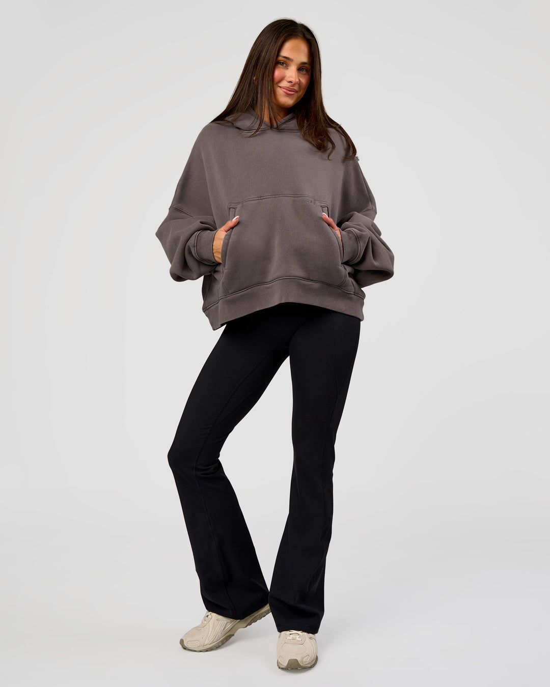 Woman wearing Distort Oversized Hoodie - Duskstone Washed | Model:Bianca | Size:XS - view 7