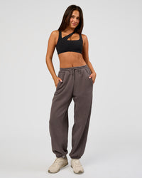 Woman wearing Distort Oversized Slouchy Fit Track Pant - Duskstone Washed | Model:Bianca | Size:XS | Thumbnail Index: 2