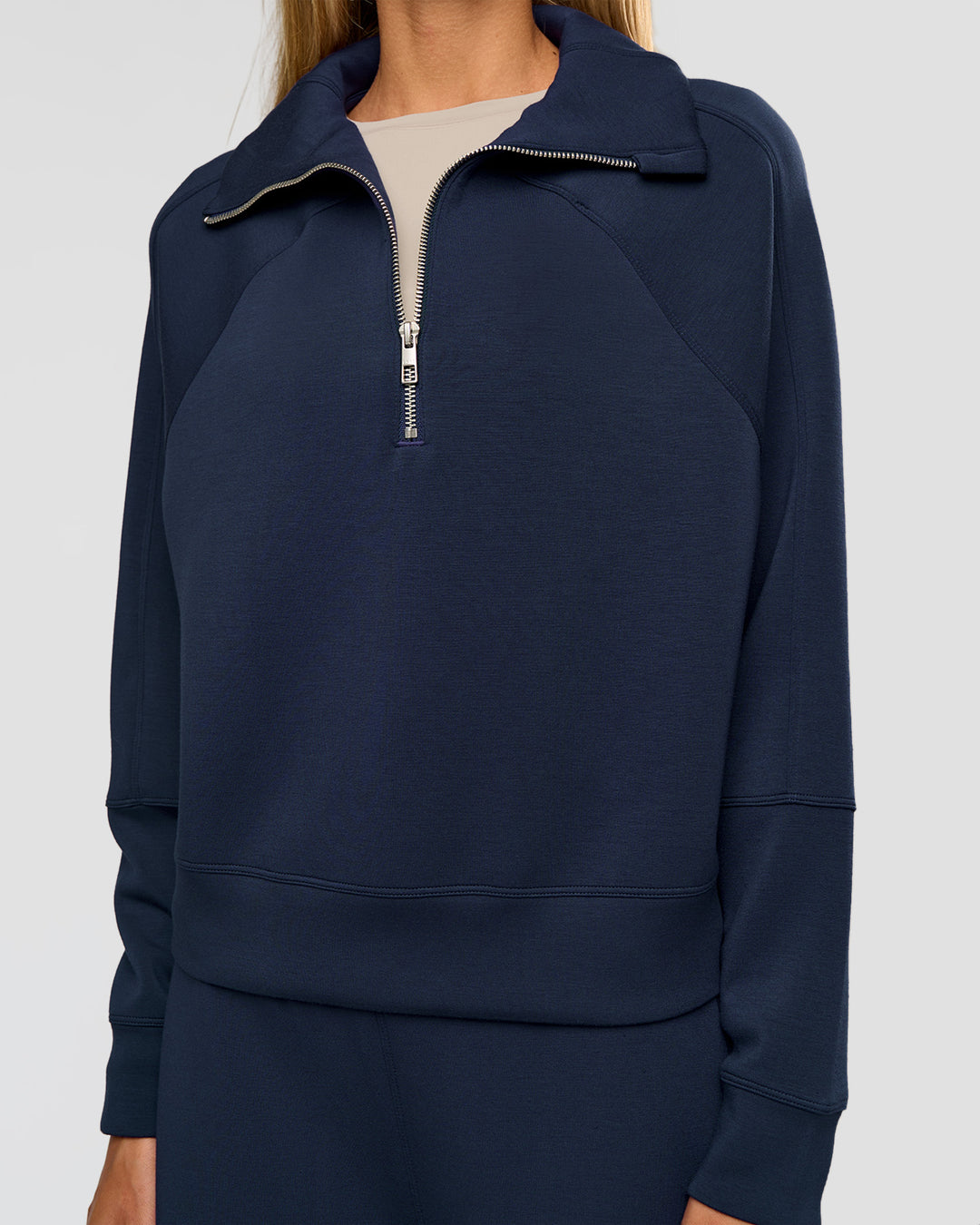 Woman wearing Elevate SoftTouch 1/2 Zip Sweater - Future Navy | Model:Georgia | Size:XS - view 5