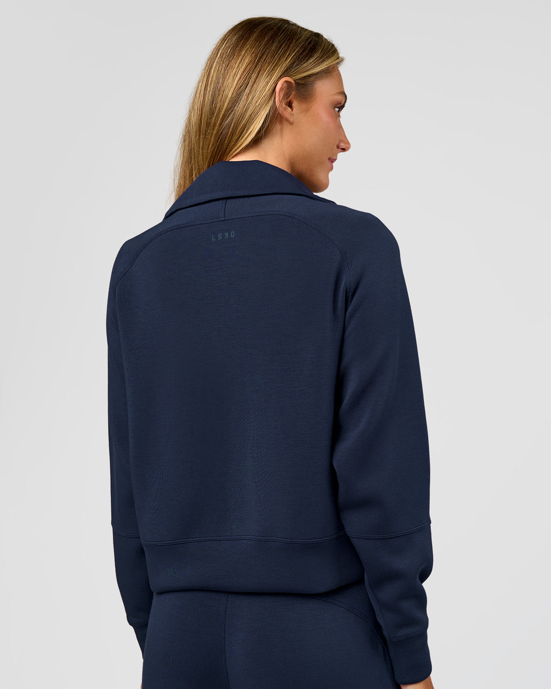 Woman wearing Elevate SoftTouch 1/2 Zip Sweater - Future Navy | Model:Georgia | Size:XS - view 4