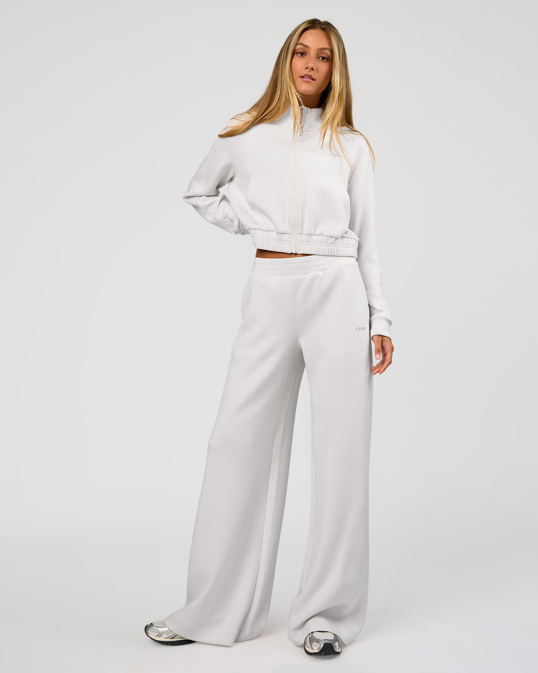 Woman wearing Elevate SoftTouch Wide Leg Pant Tall - Clay | Model:Georgia | Size:XS - view 5