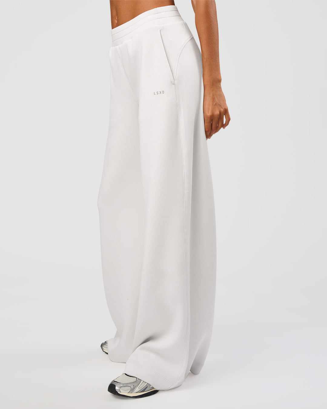 Woman wearing Elevate SoftTouch Wide Leg Pant Tall - Clay | Model:Georgia | Size:XS - view 6