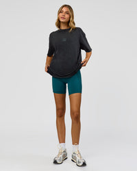 Woman wearing Everyday Elevation FLXCotton Oversized Tee - Black Washed-Carbon Green | Model:Leilani | Size:XS | Thumbnail Index: 10