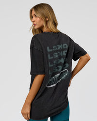 Woman wearing Everyday Elevation FLXCotton Oversized Tee - Black Washed-Carbon Green | Model:Leilani | Size:XS | Thumbnail Index: 11