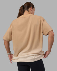 Woman wearing Faded Heavyweight Oversized Tee - Warm Smoke-White | Model:Hannah | Size:XS | Thumbnail Index: 6