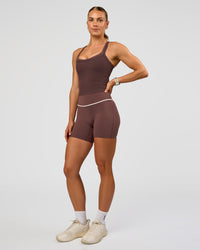 Woman wearing Flame Ribbed Tank - Cocoa Powder | Model:Maja | Size:XS | Thumbnail Index: 5