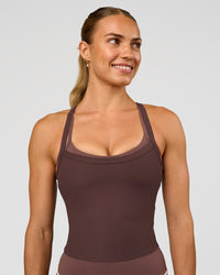 Woman wearing Flame Ribbed Tank - Cocoa Powder | Model:Maja | Size:XS | Thumbnail Index: 0