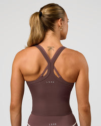 Woman wearing Flame Ribbed Tank - Cocoa Powder | Model:Maja | Size:XS | Thumbnail Index: 2