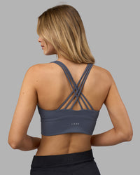 Woman wearing Flash Longline Sports Bra - Night Shadow | Model:Leilani | Size:XS | Thumbnail Index: 0