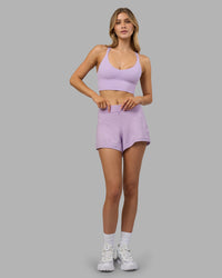 Woman wearing Flash Longline Sports Bra - Pale Lilac | Model:Leilani | Size:XS | Thumbnail Index: 5