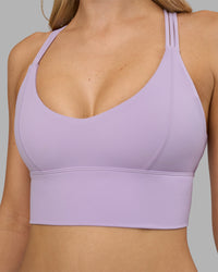 Woman wearing Flash Longline Sports Bra - Pale Lilac | Model:Leilani | Size:XS | Thumbnail Index: 4