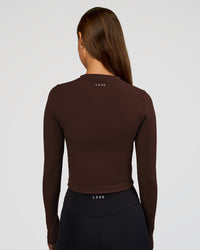 Woman wearing Flow Rib Long Sleeve Tee - Hot Chocolate | Model:Brylee | Size:XS | Thumbnail Index: 3