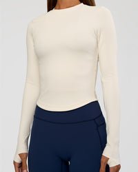 Woman wearing Flow Rib Long Sleeve Tee - Off White | Model:Brylee | Size:XS | Thumbnail Index: 3